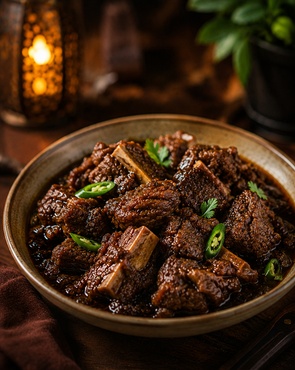 বিফ ভুনা হাড়ি সহ (হাফ)